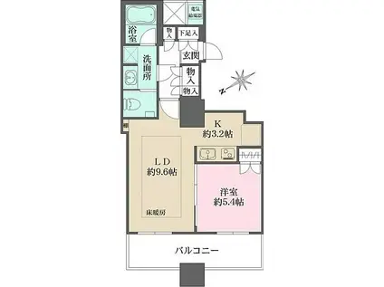 ザ・パークハウス西新宿タワー60(1LDK/6階)の間取り写真