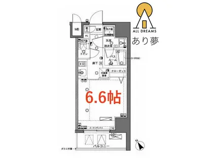 ZOOM横浜(1K/10階)の間取り写真