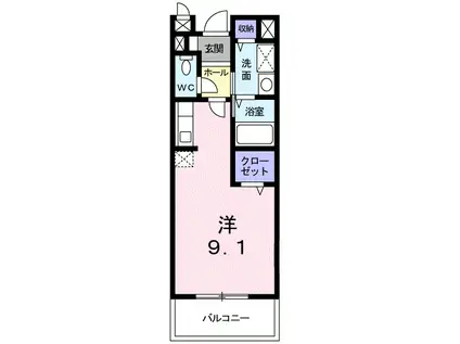 アルバ I(ワンルーム/2階)の間取り写真