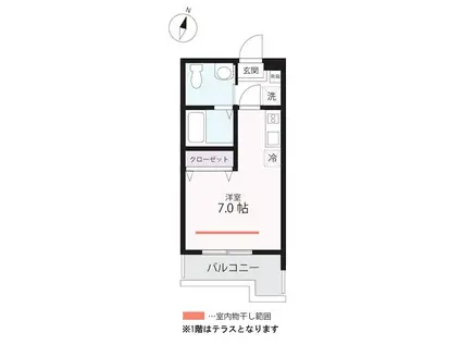 ハーミットクラブハウス根岸ⅡB号棟(ワンルーム/2階)の間取り写真