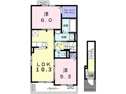 クラール東村 D(2LDK/2階)の間取り写真