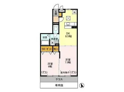 プレミエ・ステラ(2DK/1階)の間取り写真