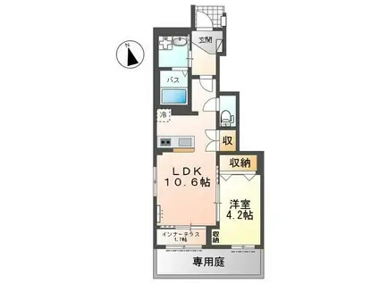 ザ・スパキオ アヴァンサートフクオカ(1LDK/1階)の間取り写真