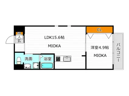 レオンコンフォート 天王寺南(1LDK/6階)の間取り写真