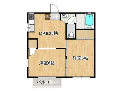 アルモニーA(2DK/2階)の間取り写真