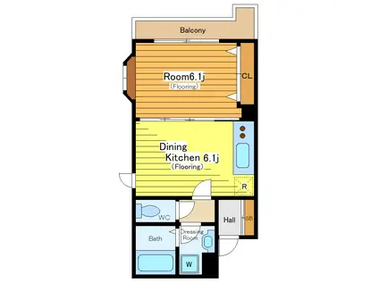 グリュックヴォーネン(1DK/3階)の間取り写真