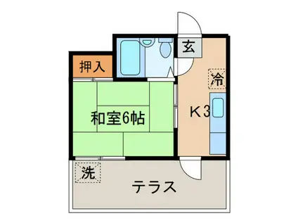ハセガワハイム(1K/2階)の間取り写真