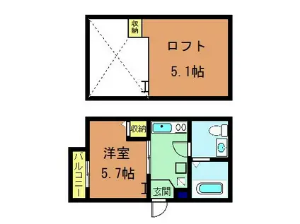 ロフティ四条大宮(1K/2階)の間取り写真