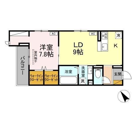 CRADLE(1LDK/2階)の間取り写真