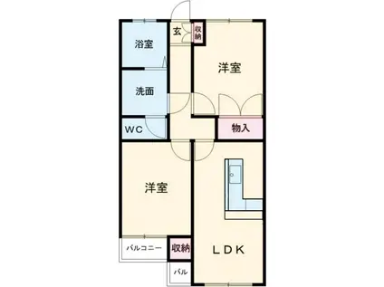 ポートタウン大津 B(2LDK/2階)の間取り写真