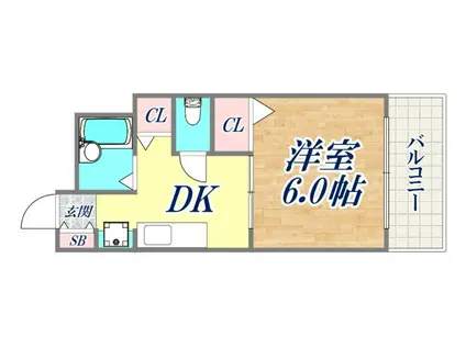 トレヴィハイツ(1DK/1階)の間取り写真