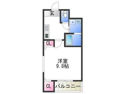 フジパレス市駅北(1K/1階)の間取り写真