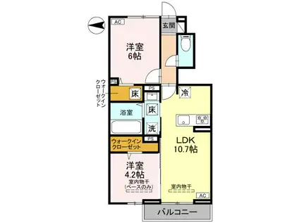 ナーシュドム割出(2LDK/1階)の間取り写真