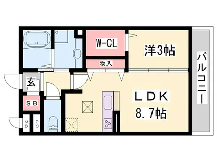 メゾンドールM(1LDK/1階)の間取り写真