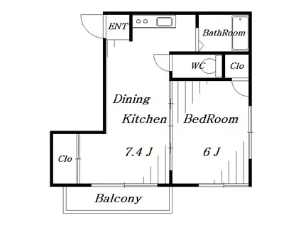 イーストハイム(1DK/1階)の間取り写真