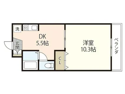 ハピネス矢野(1DK/2階)の間取り写真