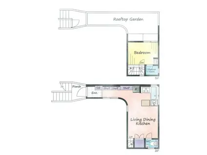 隙間の家(1LDK/2階)の間取り写真