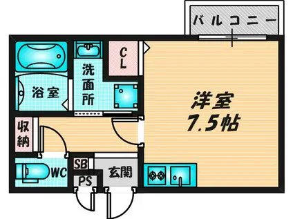 リビングライフ長瀬(ワンルーム/1階)の間取り写真