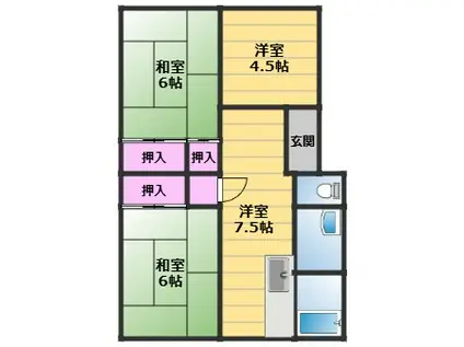 マンショントレビ(2LDK/1階)の間取り写真