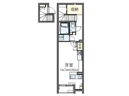 ＪＲ青梅線 小作駅 徒歩11分 2階建 築11年(ワンルーム/2階)の間取り写真