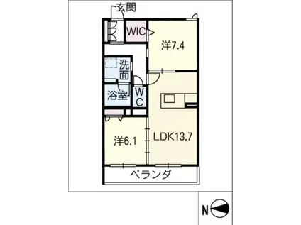 プランタン杁ヶ池(2LDK/3階)の間取り写真