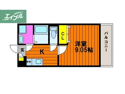 プライムスクエア青江(1K/6階)の間取り写真