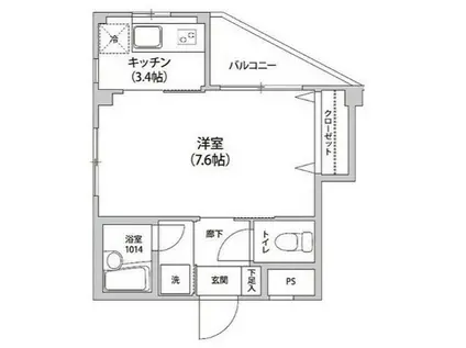 アルモニカ伊勢(1K/4階)の間取り写真