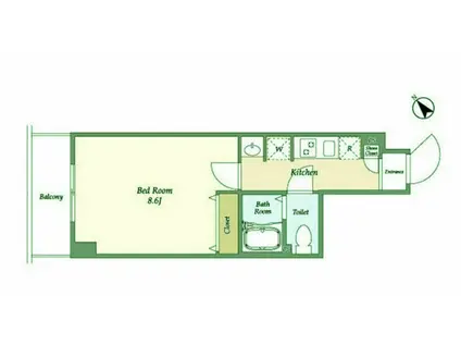 アルファコート東六郷(1K/4階)の間取り写真