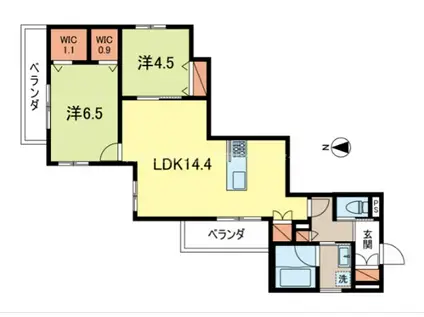 CREST I(2LDK/2階)の間取り写真