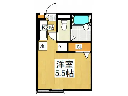 プチメゾンK(ワンルーム/2階)の間取り写真