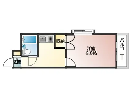 レジデンス庚午ヒライ(1K/4階)の間取り写真