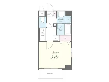 プライムコート不動前(1K/3階)の間取り写真