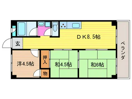 ハイツ桂 B棟(3DK/1階)の間取り写真