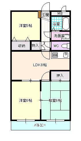 サン丸山(3LDK/2階)の間取り写真