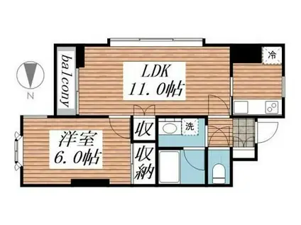 メゾン・ド・アシュヴェ(1LDK/2階)の間取り写真