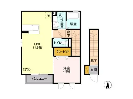 プラザハイツD(1LDK/2階)の間取り写真