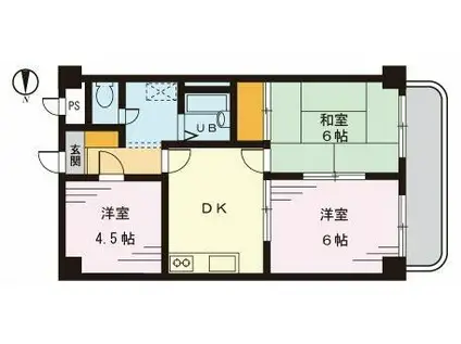 グリーンハイムいちかわ(3DK/3階)の間取り写真