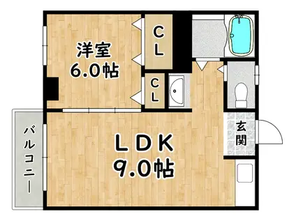 江本ビル(1LDK/4階)の間取り写真