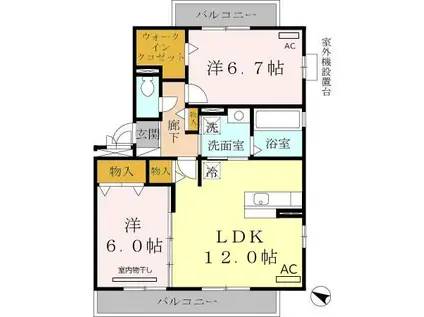 牛滝欅荘 A棟(2LDK/3階)の間取り写真