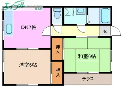 城東ハイツII(3DK/1階)の間取り写真