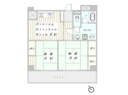 駒込富士ハイツ(2DK/8階)の間取り写真