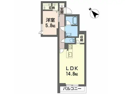 シャーメゾン松阪中央(1LDK/2階)の間取り写真