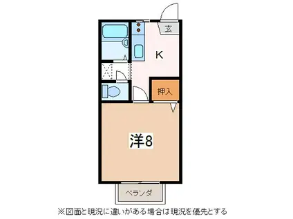 カーサ・ベルテ(1K/2階)の間取り写真