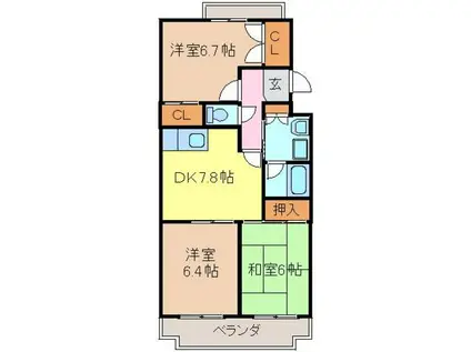 ユートピア21(3DK/2階)の間取り写真