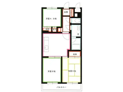 シャンボール武蔵野(3DK/3階)の間取り写真