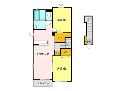 ネオ・ポラリスA(2LDK/2階)の間取り写真