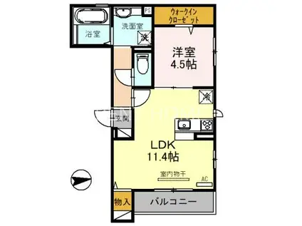 ボヌワール高井田(1LDK/3階)の間取り写真