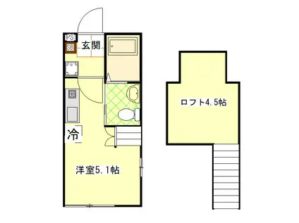 アルトゥーラ戸塚(ワンルーム/1階)の間取り写真