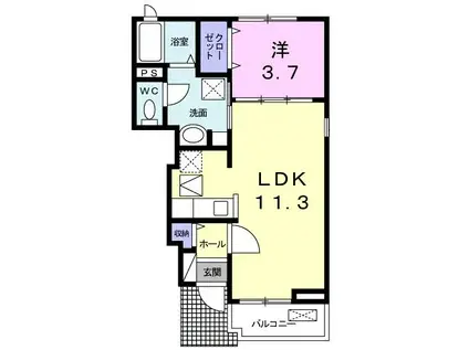 ラッキーチャーム A(1LDK/1階)の間取り写真