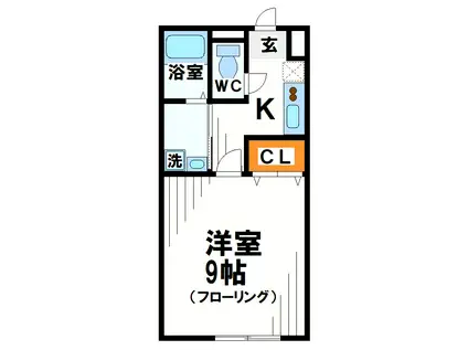 アムール里(1K/1階)の間取り写真